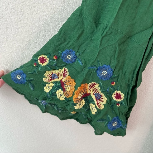 FARM RIO Jessalyn Embroidered Dress Green Floral Mini SZ L - Picture 4 of 7
